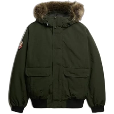 Superdry EVEREST FAUX FUR BOMBER JACKET Heren Jas - Surplus Goods Olive Green