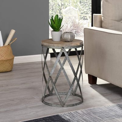 Accenttafel - Eindtafel bijzettafel - Decoratie meubel - X-vormig frame - 34 cm breed - Verweerd bruin