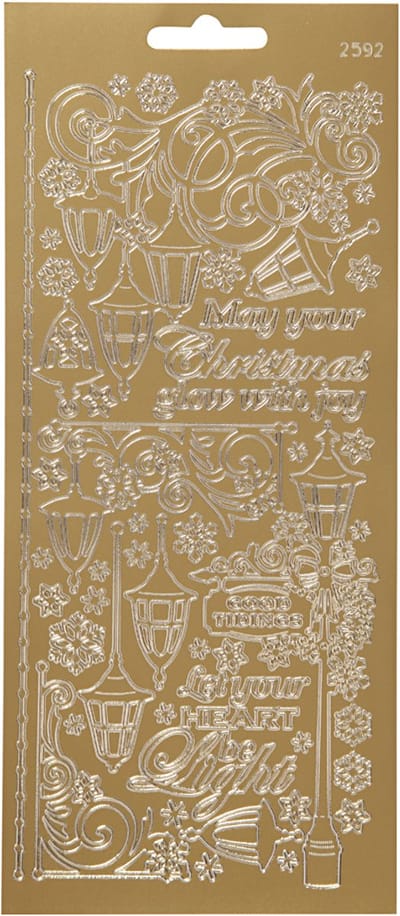 Stickers, lantaarnen, vel 10x23 cm, goud, 1 vel