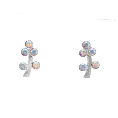 Behave – Oorbellen – Sterling Zilveren Kleine Oorbellen - Takjes Motief - Multi kleur Aurore Boreale Kristal steentjes