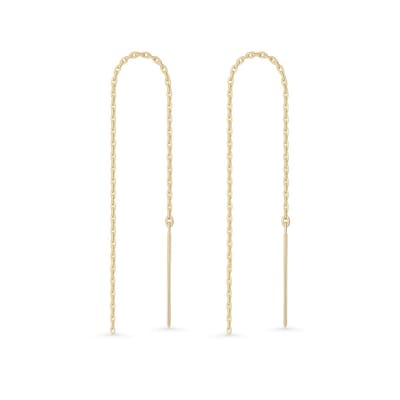 14kt - Geelgouden Oor Threaders - 75 mm Lengte - 14 Karaat Gouden Doortrekoorbellen - Threader Oorbellen - Echt Goud (585) - Inclusief Echtheidscertificaat