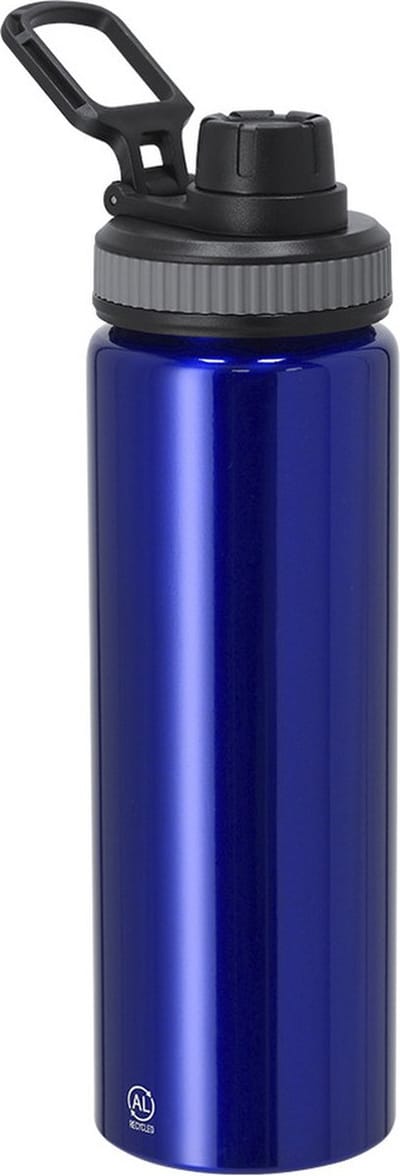 Bellatio Design Waterfles/drinkfles sport bidon Fitmaster - metallic blauw - 800 ml - aluminium - schroefdop