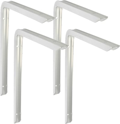 AMIG Plankdrager/planksteun - 4x - aluminium - gelakt zilver - H350 x B200 mm - max gewicht 45 kg - boekenplank steunen