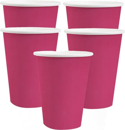 Santex feest/verjaardag bekertjes - 20x stuks - karton - fuchsia - 270 ml
