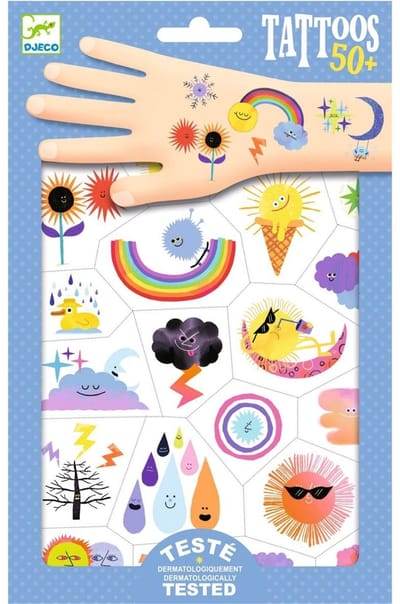 Djeco - Huidvriendelijke tattoos Weather Emojis - dermatologisch getest