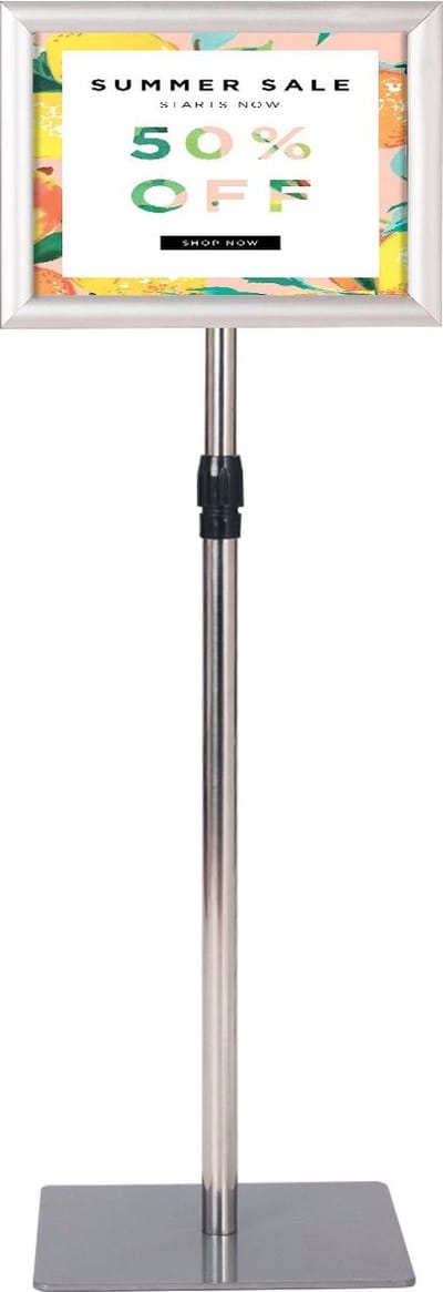 Trendmix Informatiestandaard A4 – Infostandaard met Draaibaar Frame – Hoogte Verstelbaar 73,5-118 cm – Zilver