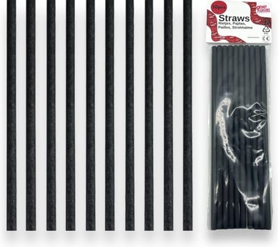 Milieuvriendelijke Zwarte Papieren Rietjes - Set van 10