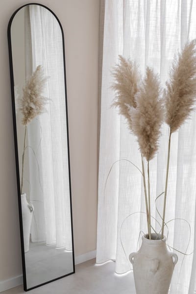 Nordic Style® Boogspiegel 180x40cm - Zwart - Scandinavische Spiegels - Halfrond - Pas spiegel - Staande spiegel - Kleedkamer spiegel - Pas - Boog - Half Rond Ronde - Woonkamer - Wand - Muurspiegel - Muur