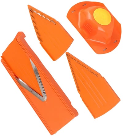 Dailygoods- Mandoline Snijmachine V-Mes - Handmatige Groentesnijder - Keukensnijder - Roestvrijstalen Mes - Veelzijdig Gebruik - Handbeschermer