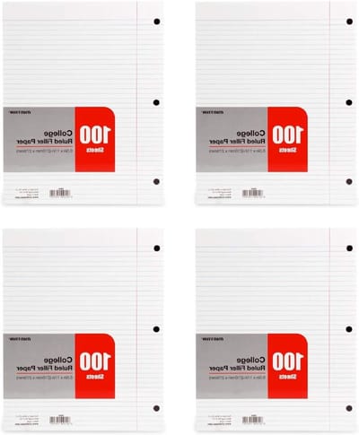 Vulpapier College Gelijnd - Los Blad Papier - Notities Maken - Voor Ringbanden - 2400 Vellen - Blauw Rood