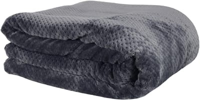 Home Deco Factory Fleece deken - grijs - 180 x 220 cm cm - polyester - XXL woondeken - plaid -