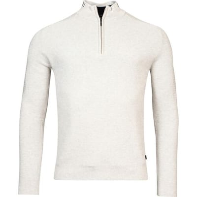 Baileys Trui Half Zip Allover Structure Knit Beige Melange / male