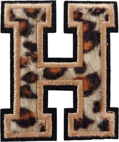 Strijk Embleem Alfabet Patch - Letter H - Panterprint - 6cm hoog - Letters Stof Applicatie - Geborduurd - Strijkletters - Patches - Iron On