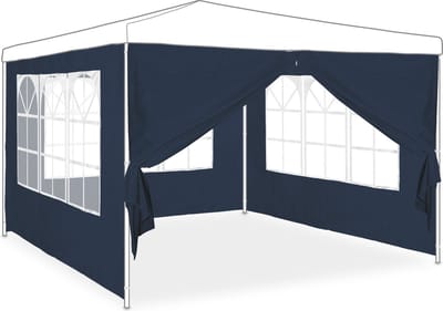 zijwand partytent - set van 4 - 2x3 m - met raam en rits - waterdicht - PE (kunststof) - blauw
