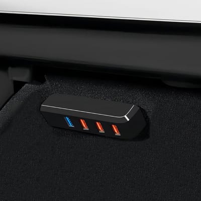 Famanu – Handschoenenkast USB Hub, 4-in-1 Handschoenenvak Multiport Accessoires, Dashcam, Flitsen, Opladen, Gegevensoverdracht, Games, Muziek