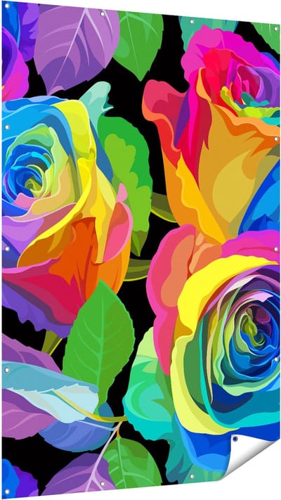 Gards Tuinposter Kleurrijke Rozen - Bloemen - Abstract - 120x180 cm - Tuindoek - Tuindecoratie - Wanddecoratie buiten - Tuinschilderij