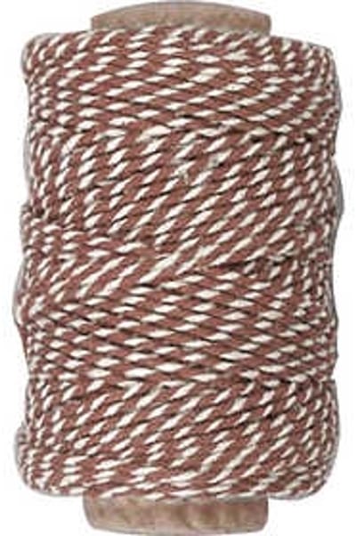 Katoenkoord, dikte 1,1 mm, bruin/wit, 50 m/ 1 rol