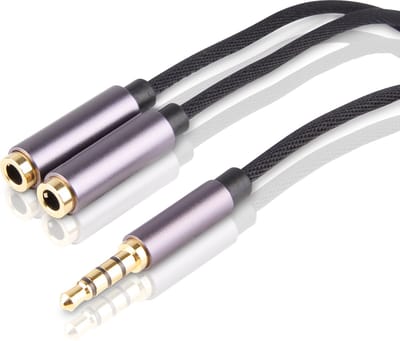 Aux Splitter - Audio en Microfoon Splitter - Audio Jack Splitter -Voor Gaming Headset, Koptelefoon Splitter - 3.5mm Jack Audio naar Aux Kabel