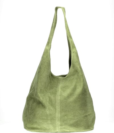 Leger Groene Suède Schoudertas Lili - Handtassen - Shoppers - Hobo Tas - Ruime Suède dames tassen - Leger Groen