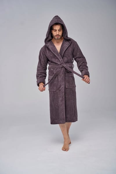 Heren Badjas Alek /Lila/Bruin kleur / maat L-XL
