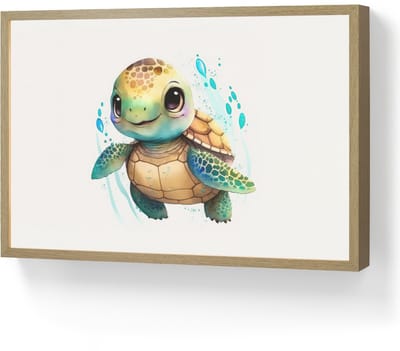 Nachtlampje 60x40 cm - Kinder lamp - Schildpad - Waterverf - Kleuren - Dieren - Meisjes - Jongens - Tafellamp kinderkamer draadloos - Slaapkamer lampje - Bedlamp kinderen - Kinderlampje - Wandlamp babykamer - Nachtlampjes