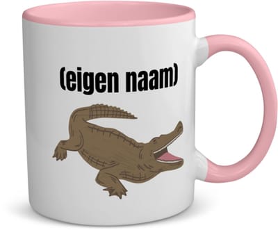 Akyol - krokodil met eigen naam koffiemok - theemok - roze - Krokodil - krokodillen liefhebbers - iemand die houdt van krokodillen - verjaardag - cadeau - kado - 350 ML inhoud