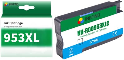 INKFIND 953XL Cyaan Inktcartridge compatibel met HP953 HP953XL HP 953 HP 953XL F6U16AE voor HP OfficeJet Pro 8740, 8719, 8720, 8710, 8715, 8725, 7740, 8218, 8718, 8210, 8716 8730 8728 Hoge Capaciteit - 1-pack Cyaan