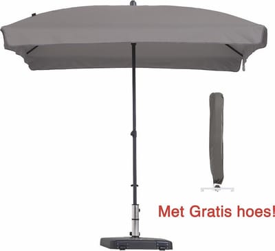 Luxe Parasol rechthoek taupe 210 x 140 cm met hoes