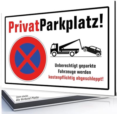 Waarschuwingsbord voor Privé Parkeerplaats 20x30 cm - Onbevoegd Parkeren Gestraft