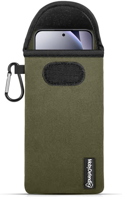 MobyDefend Hoesje - Geschikt voor Xiaomi Redmi Note 15 Pro 5G - Neopreen Pouch Met Karabijnhaak - Insteek - Riemlus - Groen