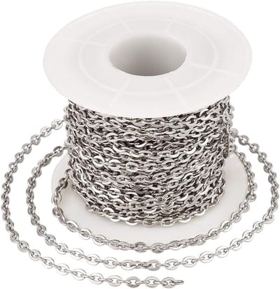 32.8 Voet RVS Platte Ovalen Kabelketting met Spoel - Gelaste Rolo Link Ketting voor Armband en Sieraden Maken - 4x3x0.8mm