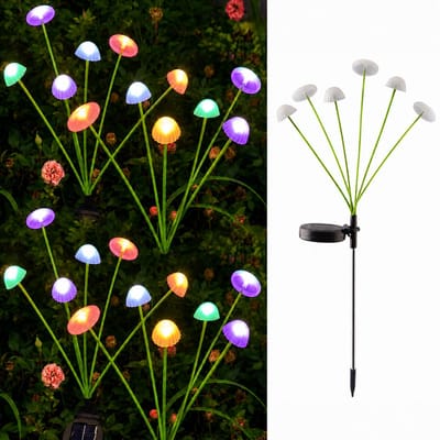 Solar Tuinlamp - Solar Kwallen Tuinlampen - 6 Buigzame Armen - IP65 Waterdicht - 7 Kleuren Cyclus/Constante/Knipperend - Voor Tuin/Terras/Camping - Voor Thuis/Outdoor - Regenboog - Hoogte Ongeveer 68cm Per Stuk - 4 Stuks