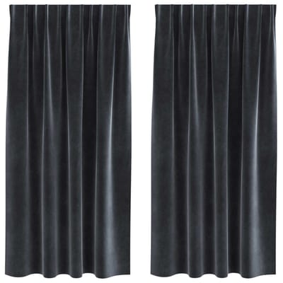vidaXL - Blackout - Gordijnen - met - Topband - 2 - stuks - Donkergrijze - Velvet