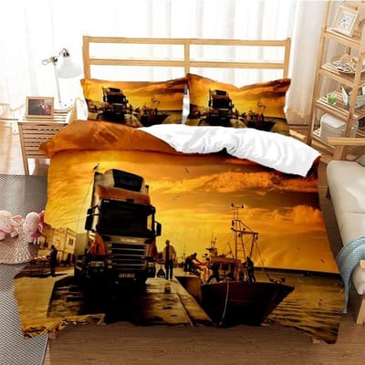 Scania Vrachtwagen Dekbedovertrek Set 3D Print Zacht Dekbedovertrek Microvezel Beddengoed Set Trendy Vrachtwagen Quilt Hoes Voor Kamerdecoratie 2/3 Stuks Au Single 140x210cm