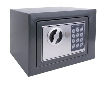 Hutjemutje - kluis - elektronisch - cijferslot - 2 noodsleutels - verankering - veiligheidsblokkering - 23x17x17 cm - 4.6L - grijs