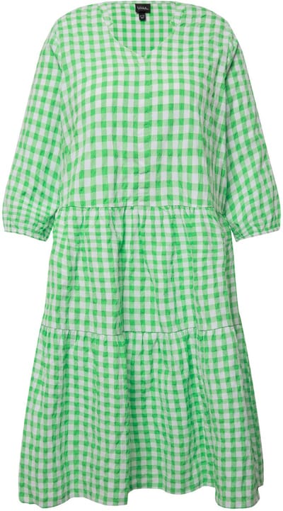 Ulla Popken - Dames - Midi-tuniekjurk bubbelkwaliteit V-hals 3/4-mouwen - Kiwi - Maat 46+