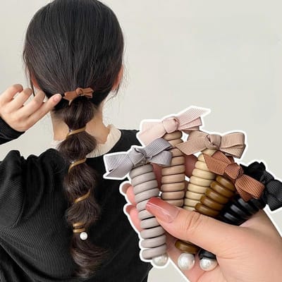 5 stuks haarelastiekjes - Haarelastiekjes - Bubbelvlechtjes - Haarbanden - Strik Rechte Strips - Spiraalvormige Elastische Spoelen - Universeel - Gevlochten Telefoondraden - Kreukvrij - Paardenstaart Hoofdband - Geschikt voor Meisjes Accessoires