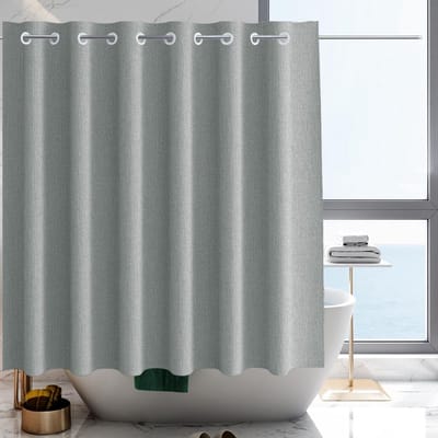 Unyqoos® Stijlvol Grijs Douchegordijn Zonder Haken met Zwaar Kunstlinnen Design voor Luxe Badkamers