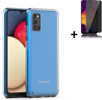 Hoesje Geschikt voor Samsung Galaxy A03s - Screenprotector A03s - Samsung A03s Hoesje Transparant Siliconen Case + Privacy Screenprotector
