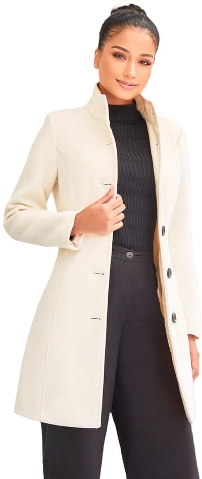 Versano Violet NG Dames Mantel Manteljas 3 kwart Winterjas L - Creme