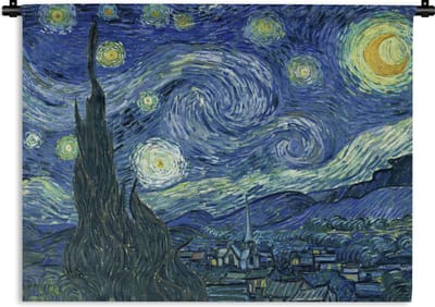 Wandkleed - Wanddoek - Sterrennacht - Schilderij - Oude meesters - Vincent van Gogh - 120x90 cm - Wandtapijt
