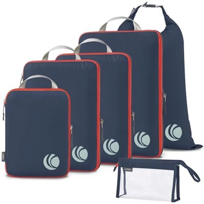 Compressieverpakkingszakken, Ultralichte Koffers Organizers met Waszakken & Doorzichtige Toilettas, Essentiële Reisaccessoires (6 Stuks, Blauw)