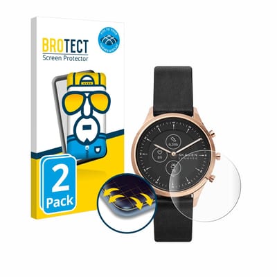 BROTECT - Screenprotector voor Skagen Jorn Hybrid HR (38 mm) - Folie Beschermfolie transparant volledig dekking - 2 Stuks