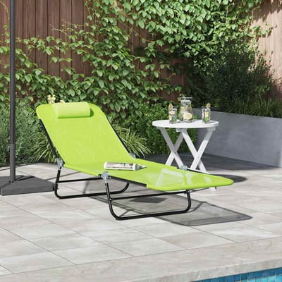 vidaXL - Opvouwbare - zonnebed - Groen - 182 - x - 55 - x - 85,5 - cm - Textileen