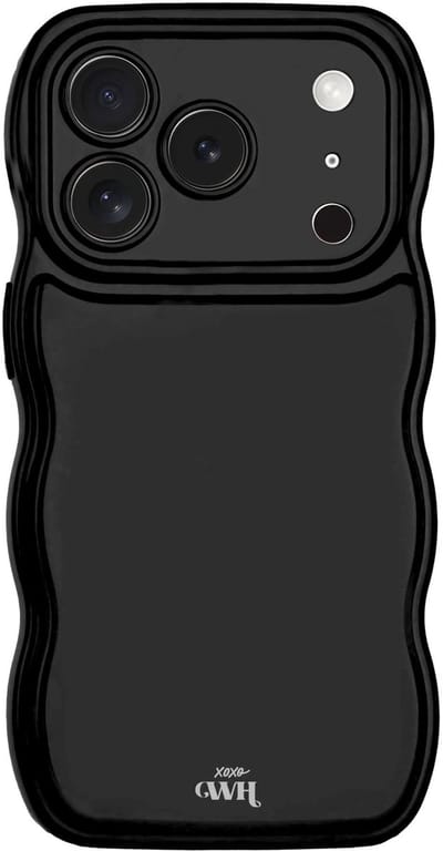 xoxo Wildhearts Glossy Wavy Case Black telefoonhoesje - Geschikt voor iPhone 17 Pro - Golvend hoesje - Glimmende silicone case met golven - Vlekbestendig - Zwart