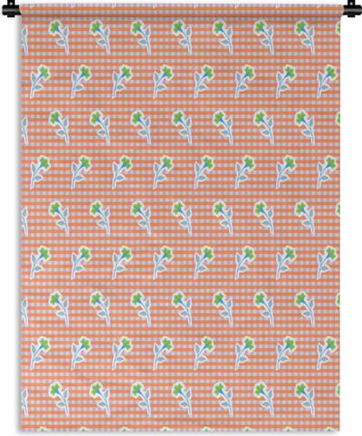 Wandkleed - Wanddoek - Bloemen - Ruiten - Patroon - 150x200 cm - Wandtapijt