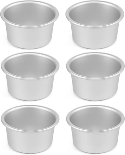 Ronde Bakvorm Ø 9,5 cm, professionele geanodiseerde aluminium taartvormpjes set, geschikt voor Chiffon-koek en Sponge-koek, zilver