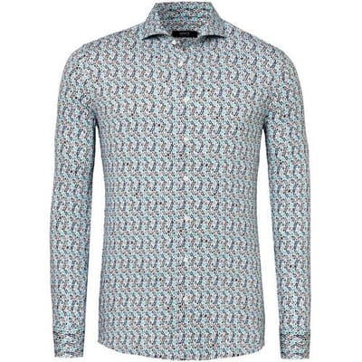Desoto Luxury Overhemd Abstract Squares Triangles Fantasy Aqua-Bruin / male