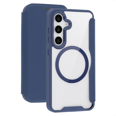 imoshion Hoesje - Geschikt voor Samsung Galaxy S24 / S25 - Transparante Bookcase met Magnetische Ring - Blauw