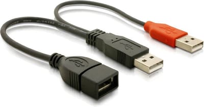 Delock - USB 2.0 Y Kabel - Voeding en Data USB Kabel - 0.2 meter